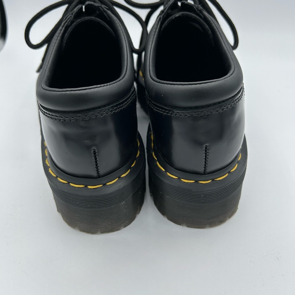 Dr. Martens Black Leather Platform Shoes with Yellow Stitching - Picture 7 of 9